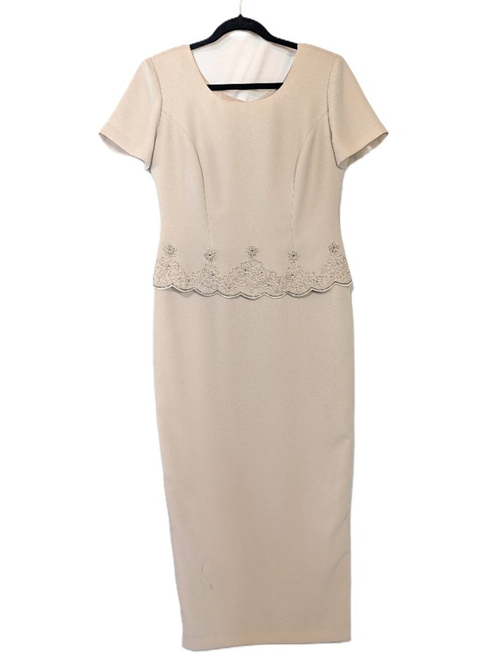 Vintage R&M Richards by Karen Kwong Beige Dress Beaded Gown Size 10